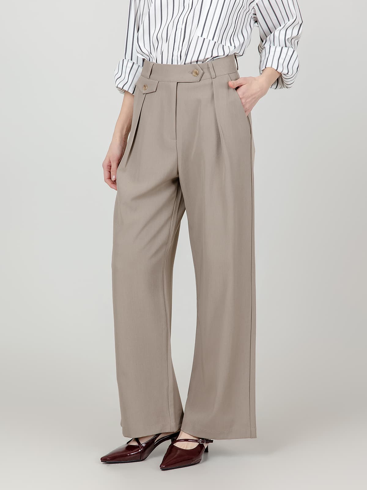 포켓 세미 와이드 팬츠